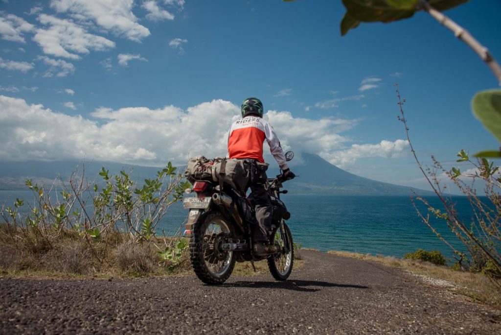 Riding along the beach roads in Flores Island