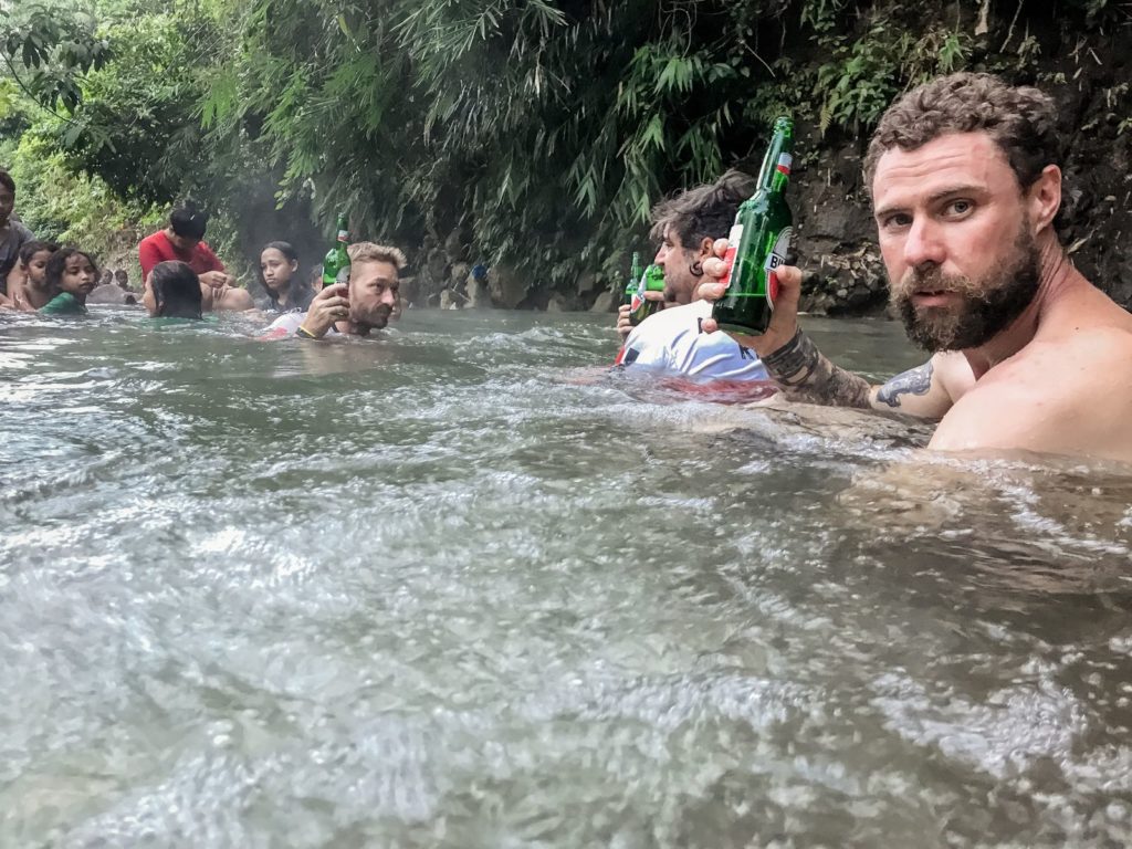 Natural Spa relaxation in a hot spring on Flores Island