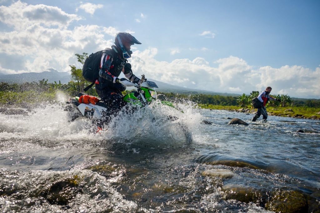 Crossing a river just after the monsoon