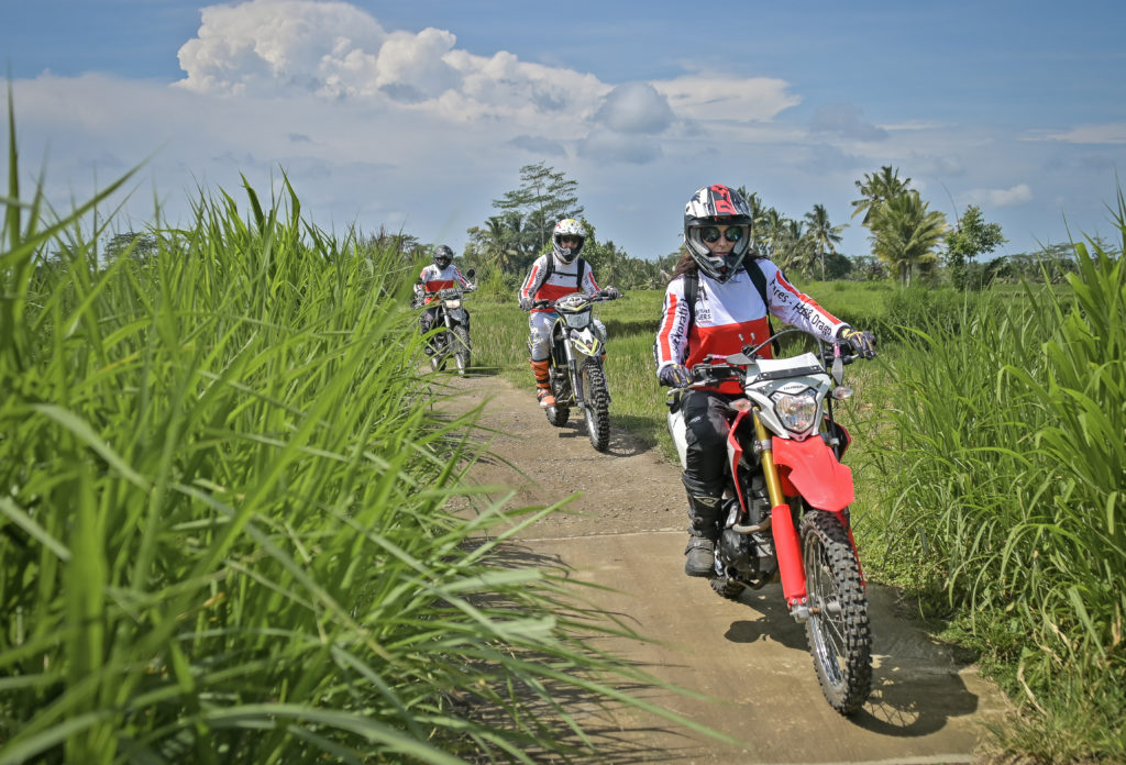 Ubud Dirt Bike Rides through the green rice fields